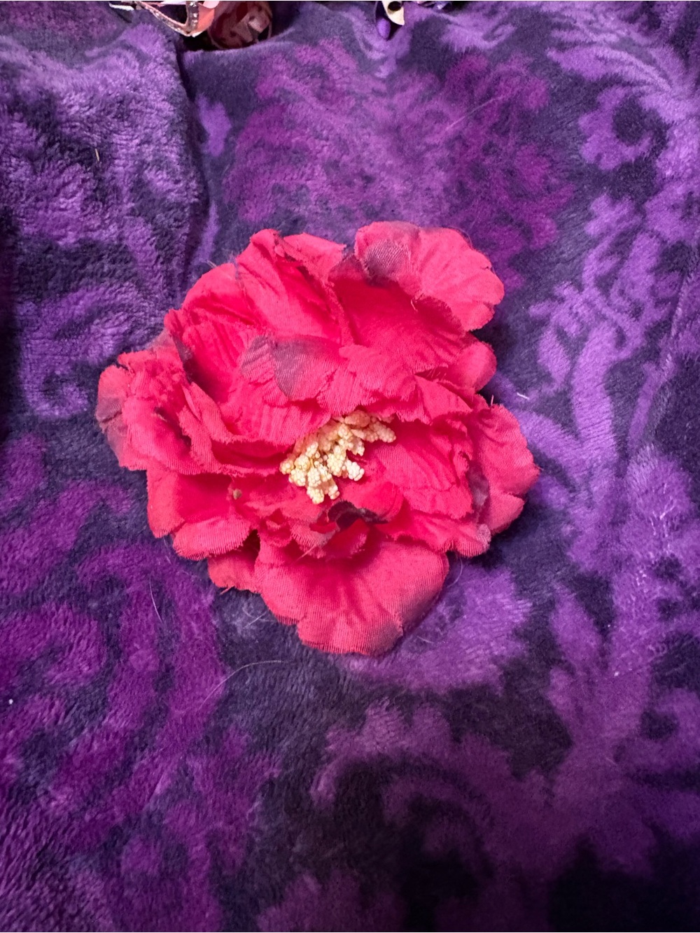 Bold Red Floral Fabric Brooch for Women